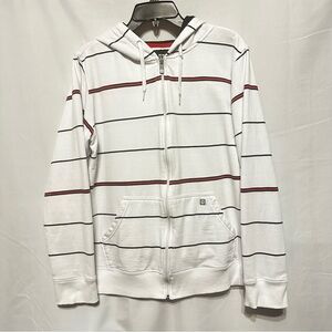 Ocean Current White and Black Striped Zip-Up Sweater